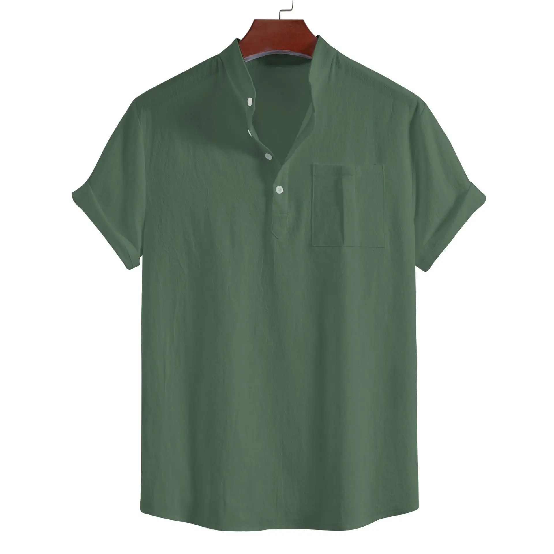 Men's Blue Cross-Border Short Sleeve Pullover Shirt - Image 4