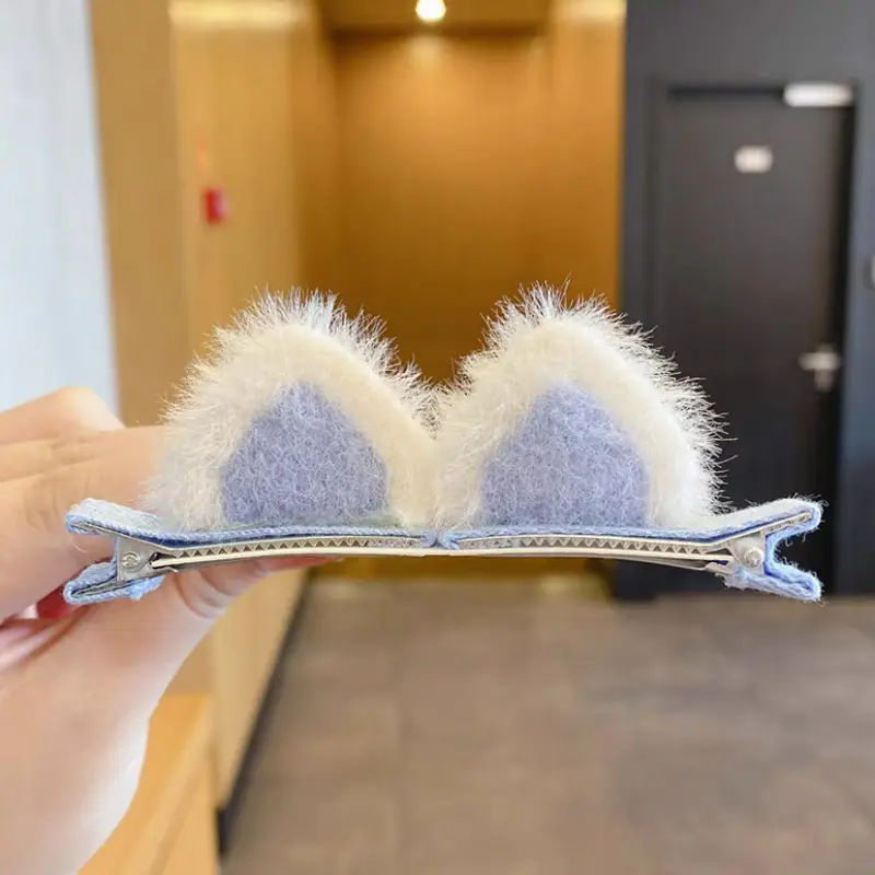 Plush Cat Ear Hair Clip Women's Small Clip Rabbit Hair Clip Headwear Children's Cute Hair Clip Top Clip Duckbill Clip - Image 2