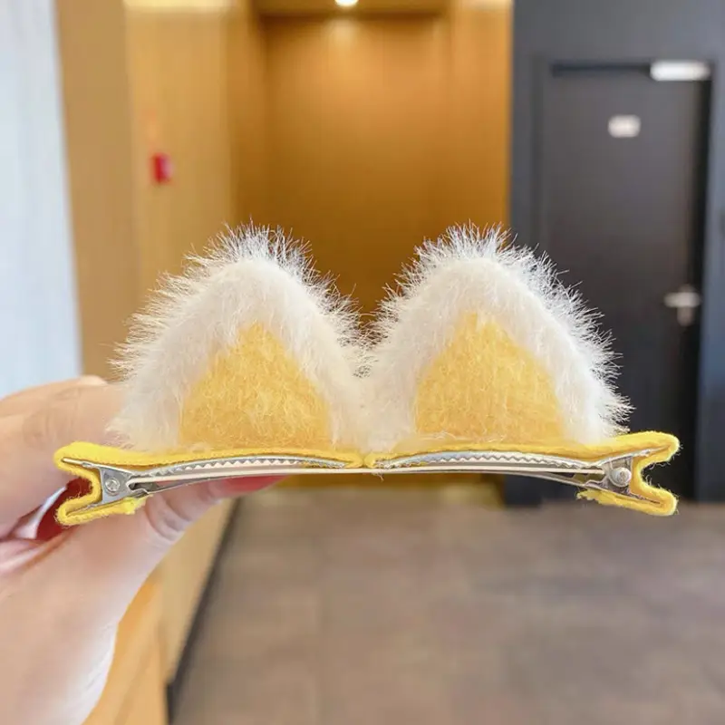 Plush Cat Ear Hair Clip Women's Small Clip Rabbit Hair Clip Headwear Children's Cute Hair Clip Top Clip Duckbill Clip - Image 3