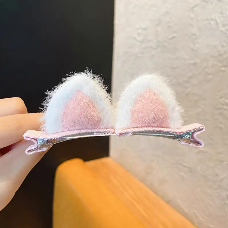 Plush Cat Ear Hair Clip Women's Small Clip Rabbit Hair Clip Headwear Children's Cute Hair Clip Top Clip Duckbill Clip - Image 4