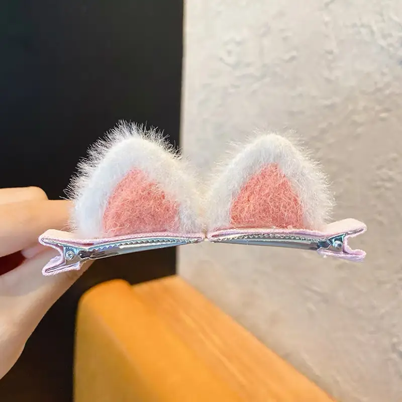 Plush Cat Ear Hair Clip Women's Small Clip Rabbit Hair Clip Headwear Children's Cute Hair Clip Top Clip Duckbill Clip - Image 5