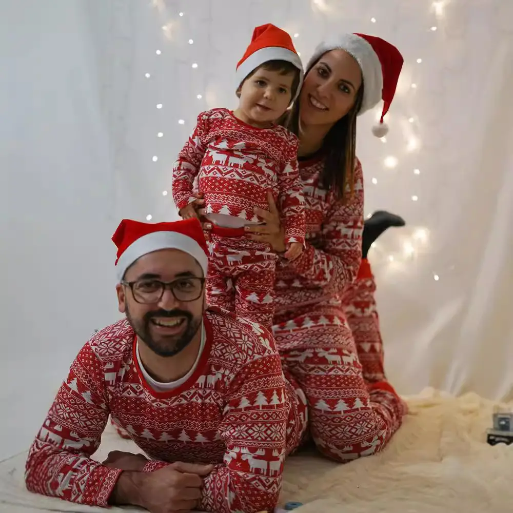 2022 Christmas Printed Family Wear Set Red White Kids - Image 4