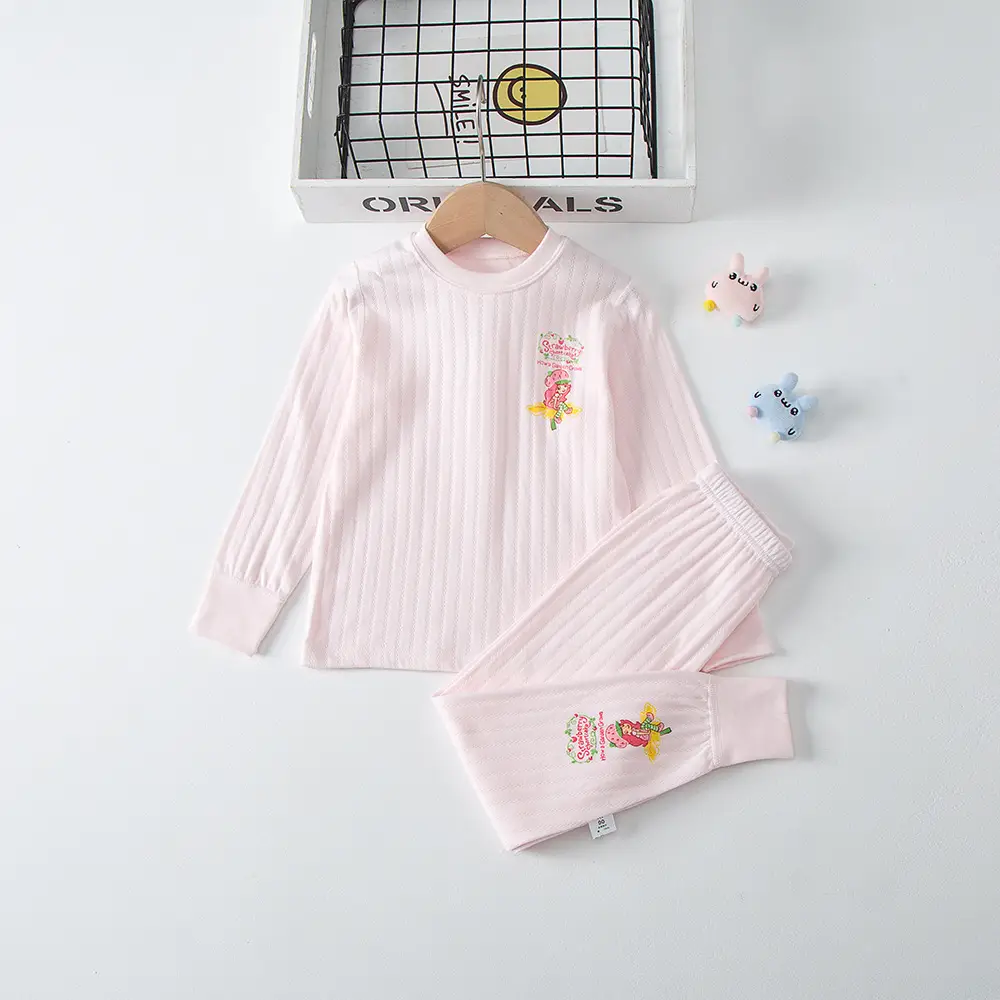 Children Cotton Suit Pink Embroidered Baby Set