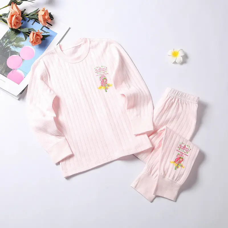 Children Cotton Suit Pink Embroidered Baby Set
