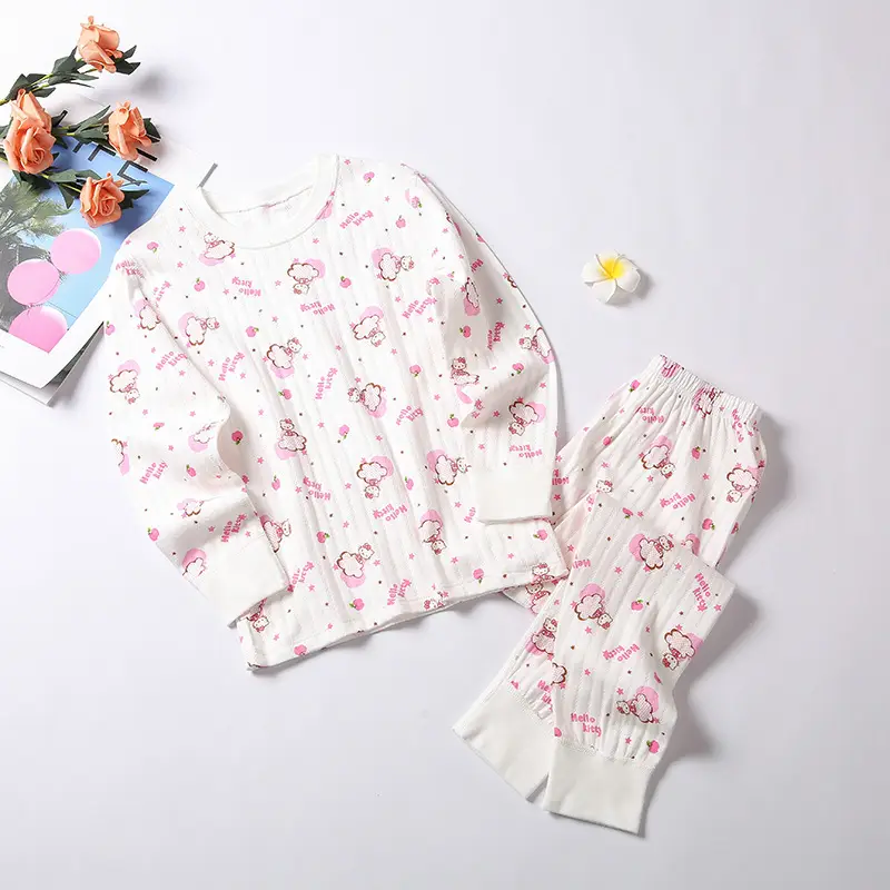 Children Cotton Suit Pink Embroidered Baby Set
