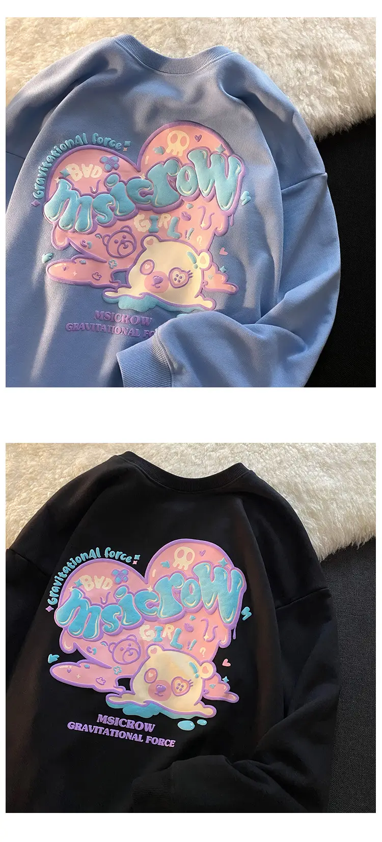 2025 Cotton Drop Shoulder Crew Neck Pullover Sweatshirt Solid Color Loose Team Uniform Class Uniform Fashionable Sweatshirt — feature 2