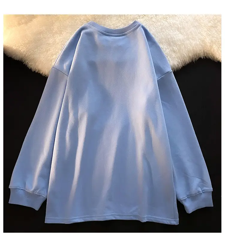 2025 Cotton Drop Shoulder Crew Neck Pullover Sweatshirt Solid Color Loose Team Uniform Class Uniform Fashionable Sweatshirt — feature 6