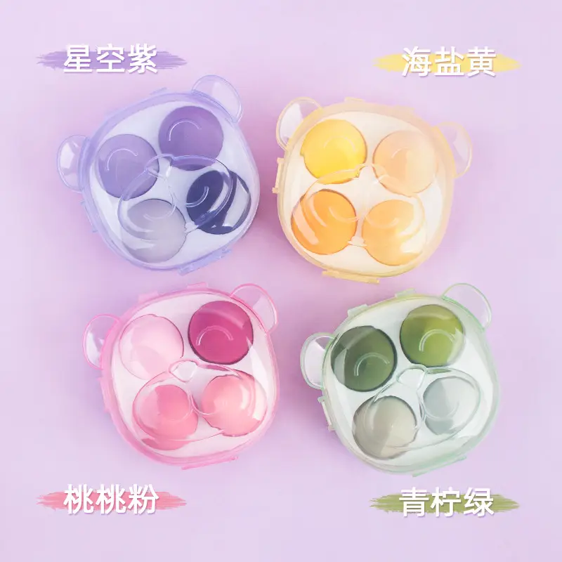 Pink Bear Design Makeup Egg Powder Puff Set