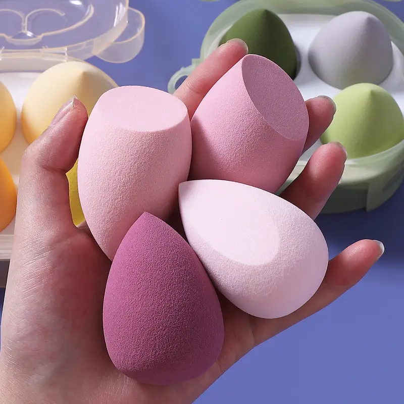 Pink Bear Design Makeup Egg Powder Puff Set
