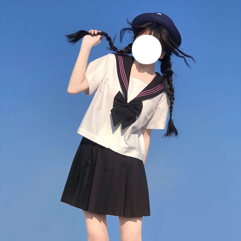 Japanese School Uniform Set White Black Sail Suit - Image 10