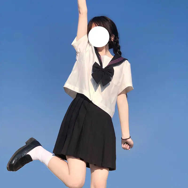 Japanese School Uniform Set White Black Sail Suit - Image 17