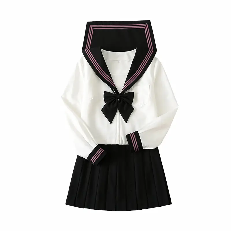 Japanese School Uniform Set White Black Sail Suit - Image 19
