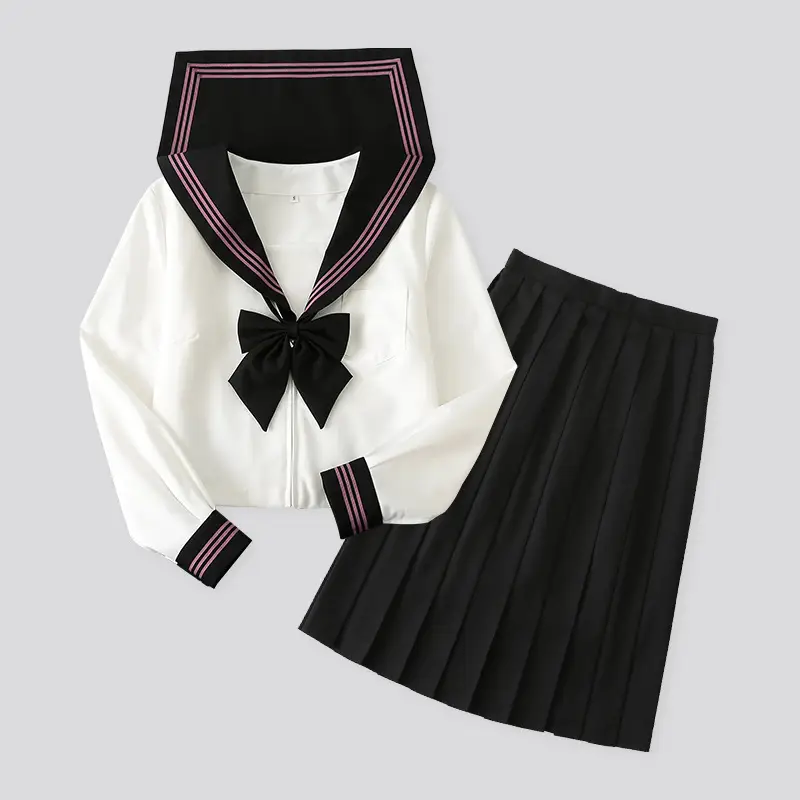 Japanese School Uniform Set White Black Sail Suit - Image 3