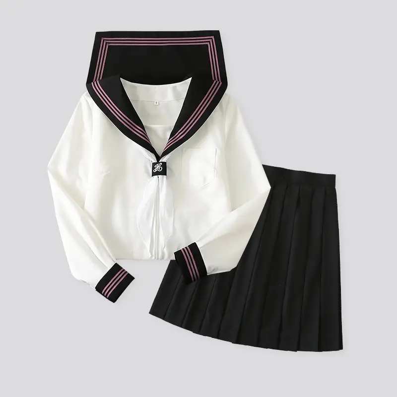 Japanese School Uniform Set White Black Sail Suit - Image 4