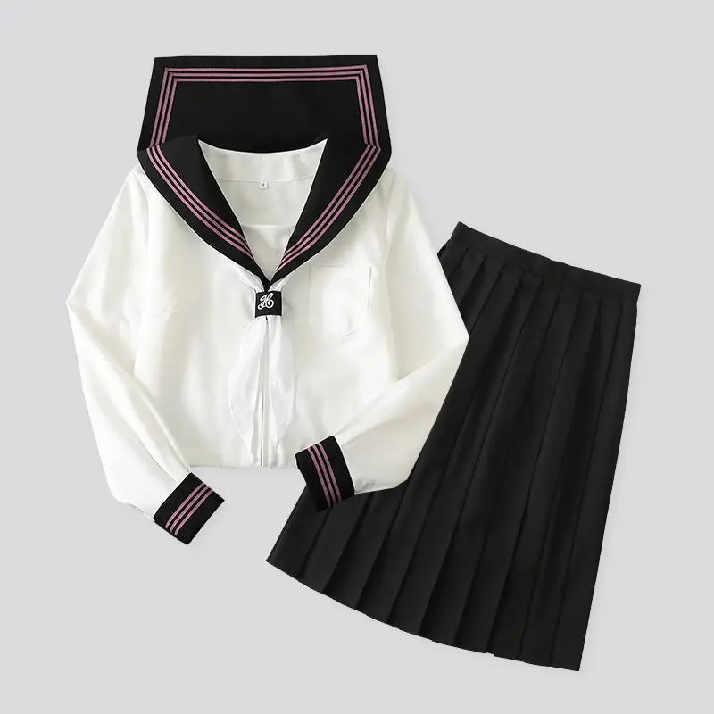 Japanese School Uniform Set White Black Sail Suit - Image 5