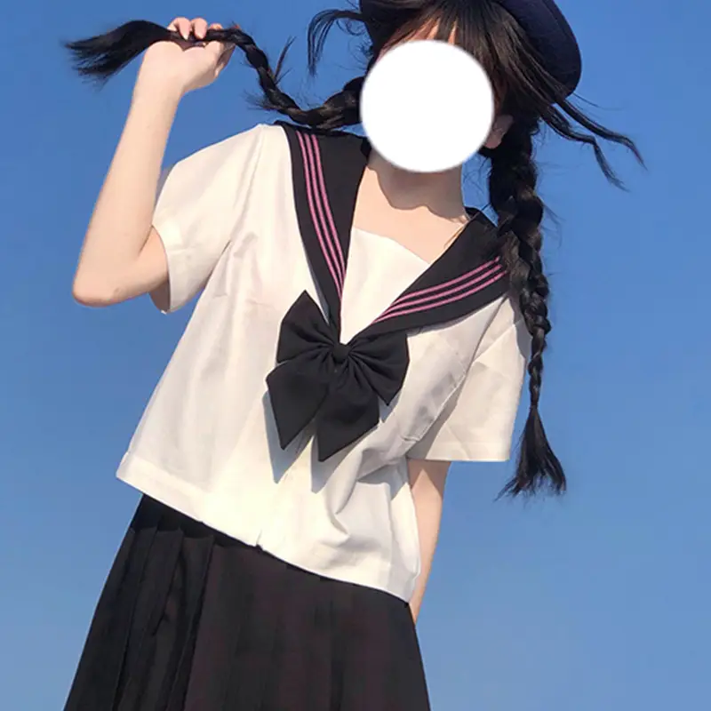 Japanese School Uniform Set White Black Sail Suit - Image 9