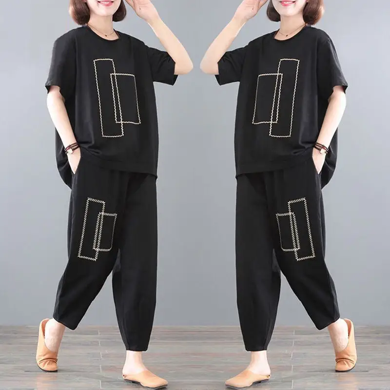 Women Loose Slim Fit Casual Two-Piece Set Large Brown - Image 6