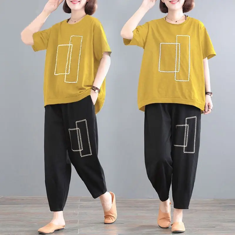 Women Loose Slim Fit Casual Two-Piece Set Large Brown - Image 7