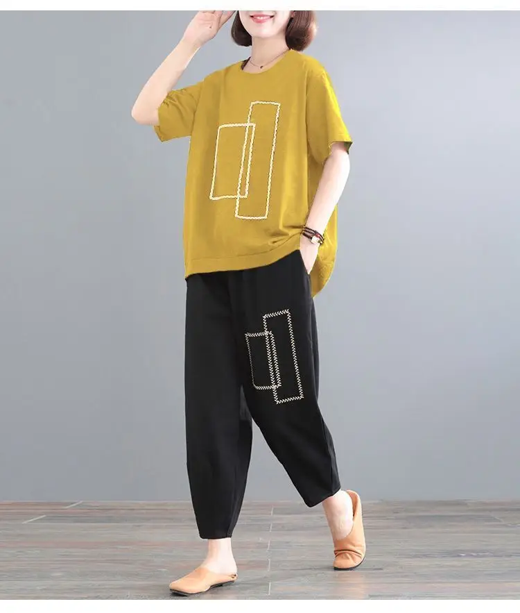 Women Loose Slim Fit Casual Two-Piece Set Large Brown — feature 12