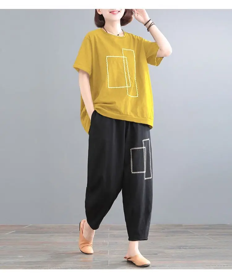 Women Loose Slim Fit Casual Two-Piece Set Large Brown — feature 14