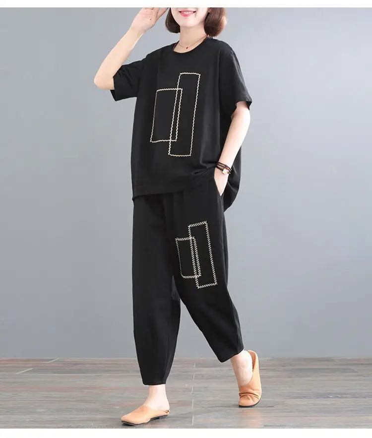 Women Loose Slim Fit Casual Two-Piece Set Large Brown — feature 5