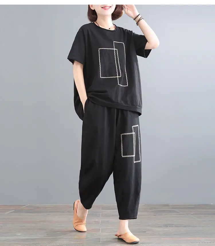 Women Loose Slim Fit Casual Two-Piece Set Large Brown — feature 6