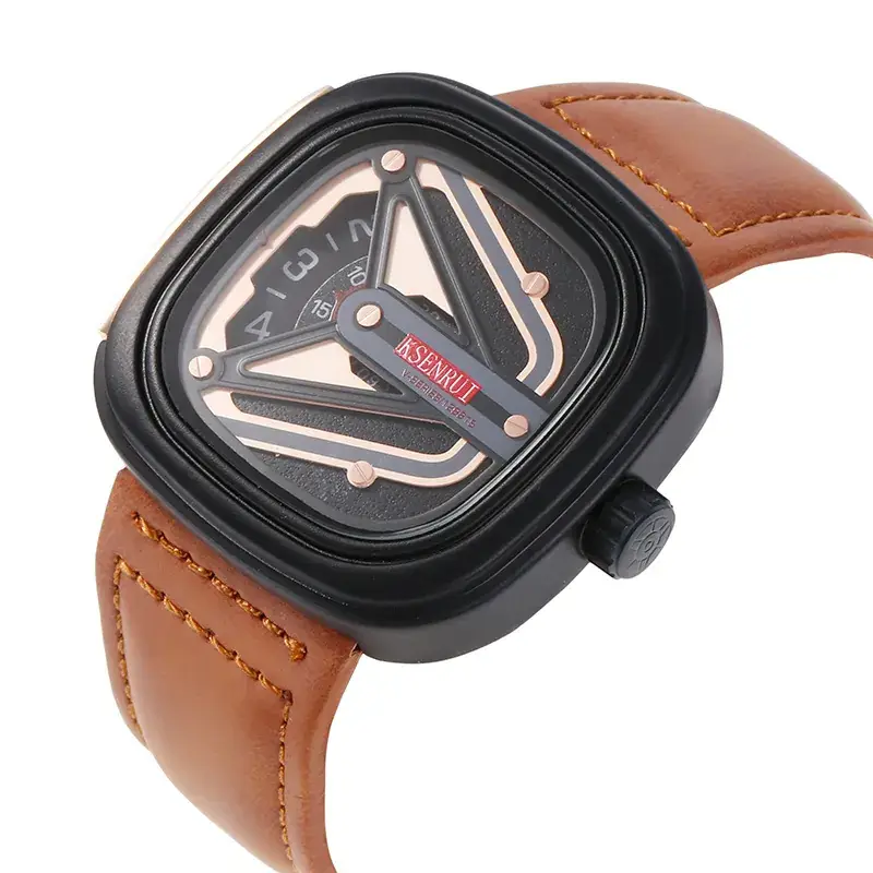 Men's Quartz Watch with Square Case & Black Band - Image 6