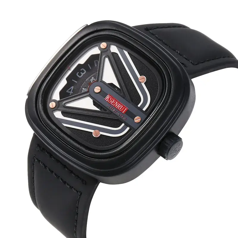 Men's Quartz Watch with Square Case & Black Band - Image 7