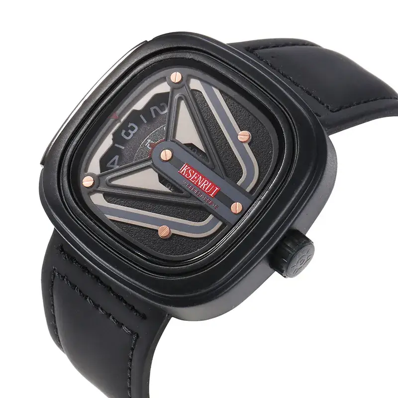 Men's Quartz Watch with Square Case & Black Band - Image 8