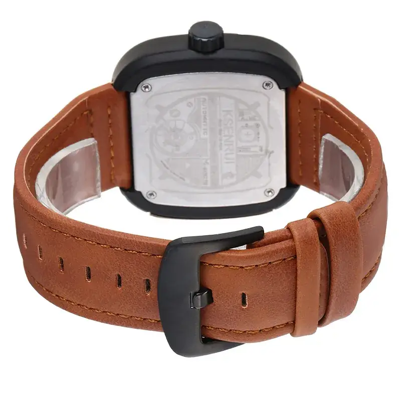 Men's Quartz Watch with Square Case & Black Band - Image 9