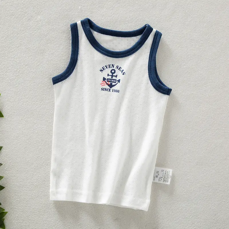 Children's Sleeveless Anchor Print Top White Cotton - Image 18