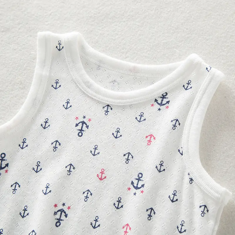 Children's Sleeveless Anchor Print Top White Cotton - Image 19