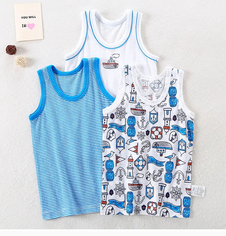 Children's Sleeveless Anchor Print Top White Cotton - Image 11