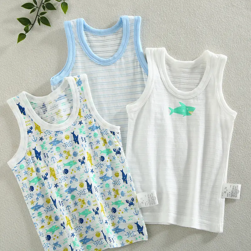 Children's Sleeveless Anchor Print Top White Cotton - Image 7