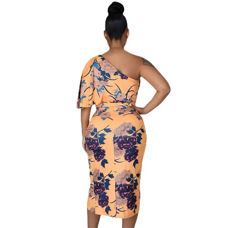 Women's Printed Silk Dress Hip Mid Waist Sexy One Step - Image 5
