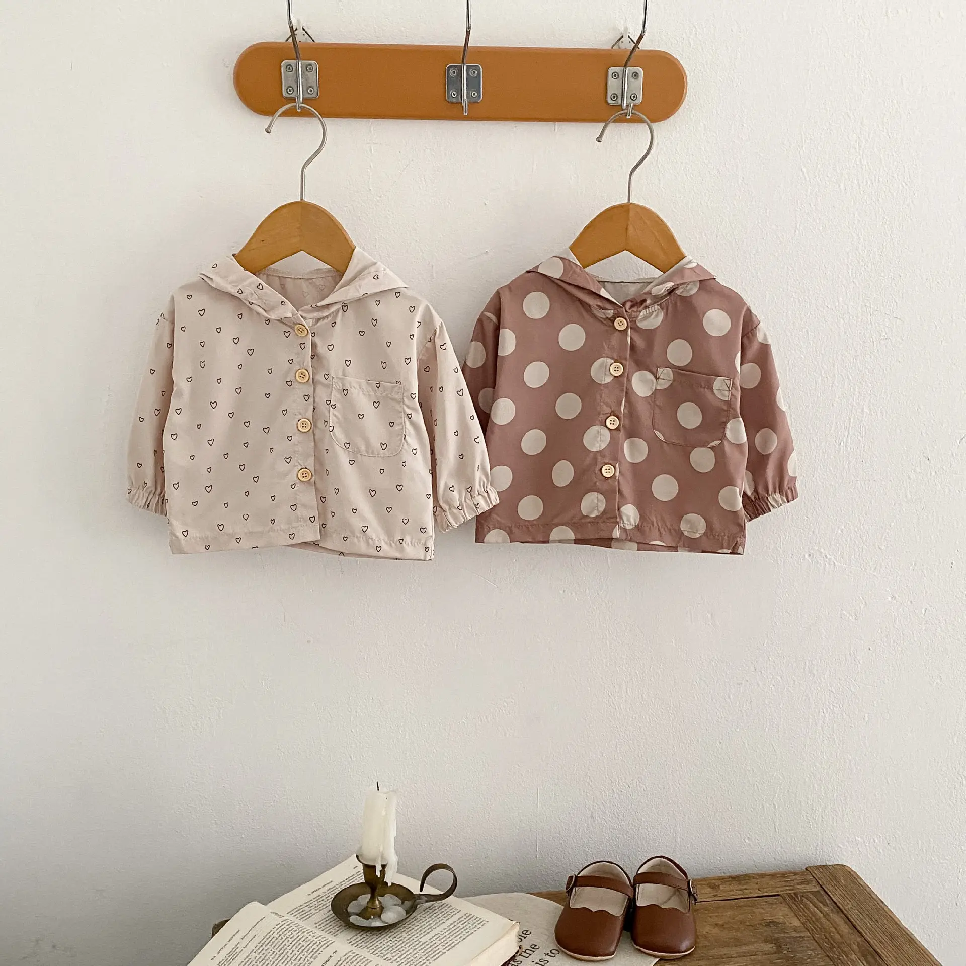 2025 Infant Heart Polka Dot Hoodie Set Windproof Sunproof - Image 4