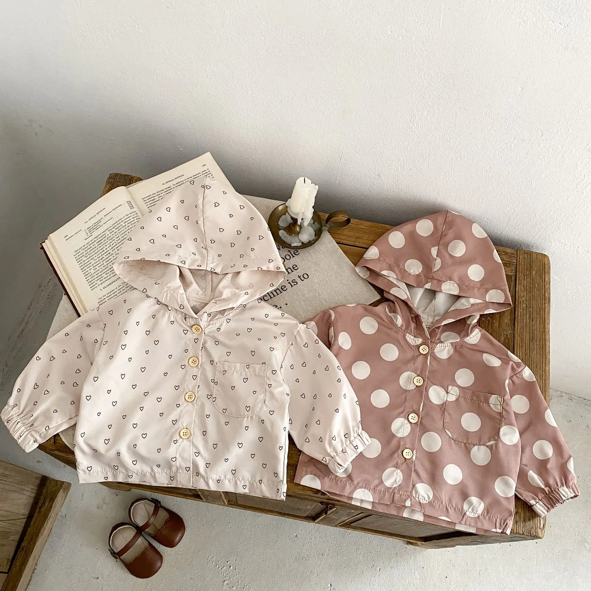 2025 Infant Heart Polka Dot Hoodie Set Windproof Sunproof - Image 5