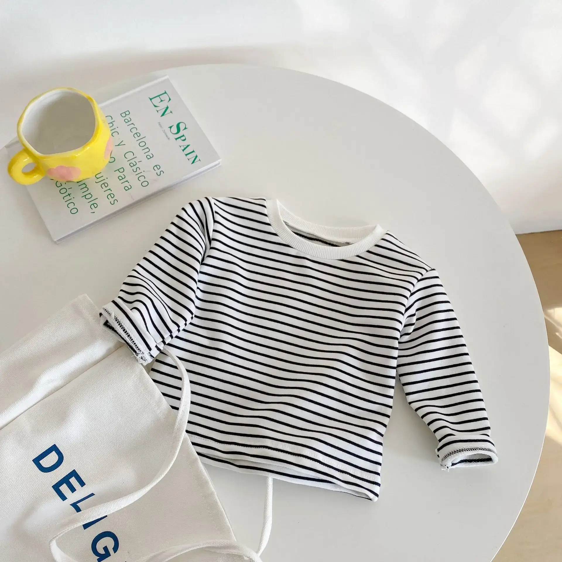 Baby Striped Long Sleeve T-Shirt Blue Skirt Set - Image 2