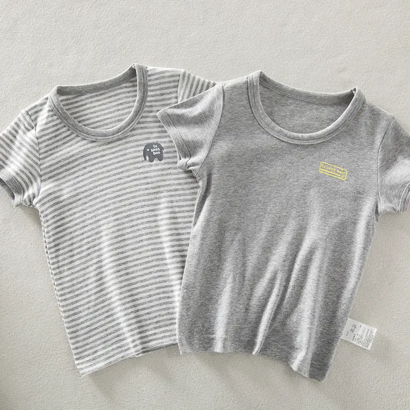 Japanese Style Boys Cotton Striped T-Shirt Set of 2 - Image 3