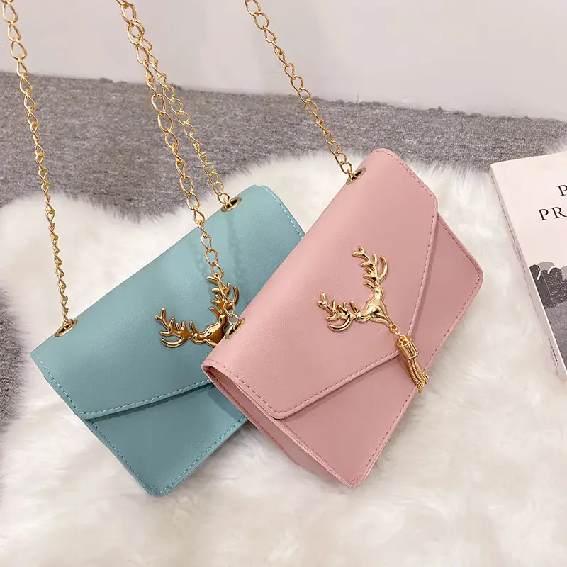 Red Golden Deer Tassel Shoulder Crossbody Bag for Women - Image 9