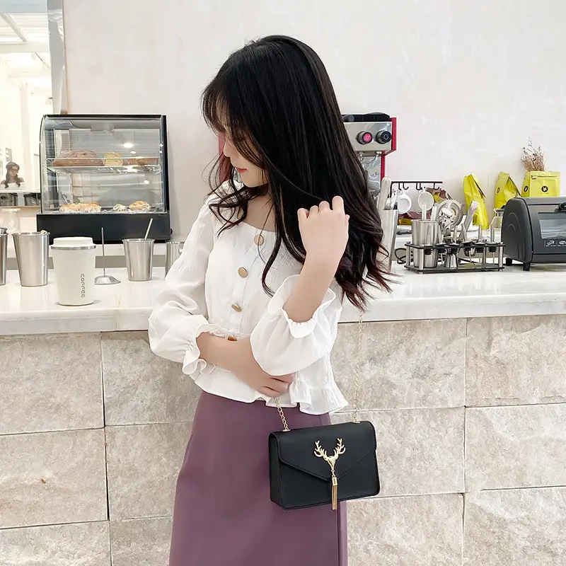 Red Golden Deer Tassel Shoulder Crossbody Bag for Women - Image 10