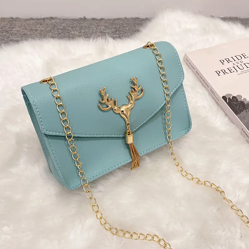 Red Golden Deer Tassel Shoulder Crossbody Bag for Women - Image 3