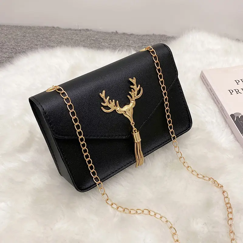 Red Golden Deer Tassel Shoulder Crossbody Bag for Women - Image 4