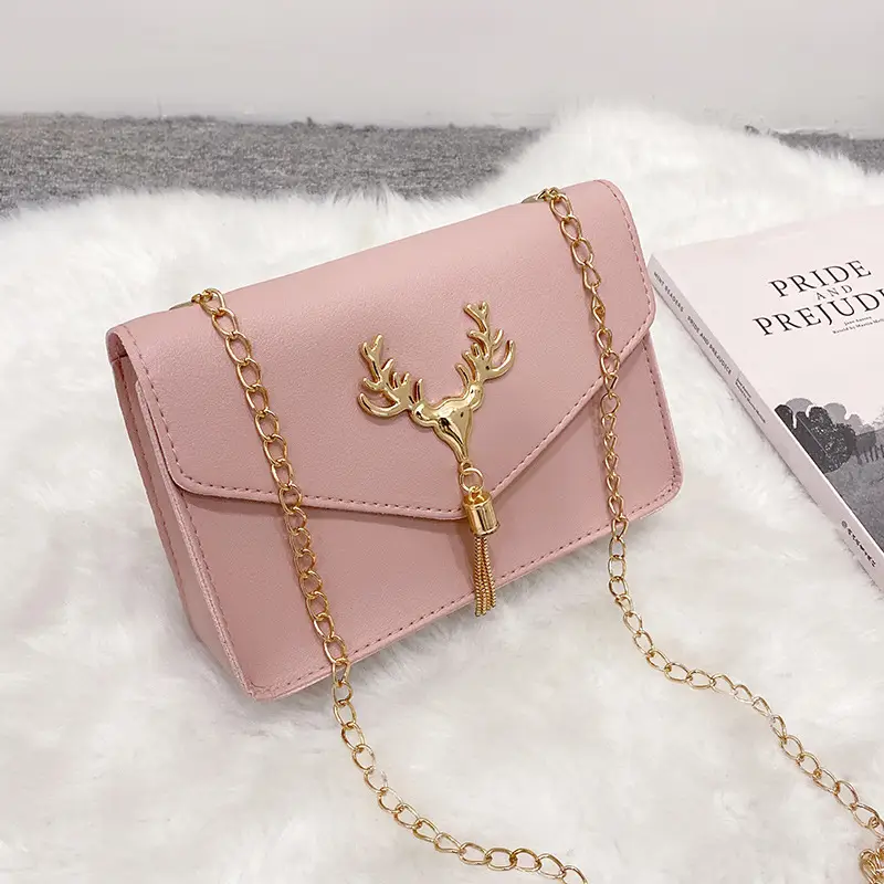 Red Golden Deer Tassel Shoulder Crossbody Bag for Women - Image 5