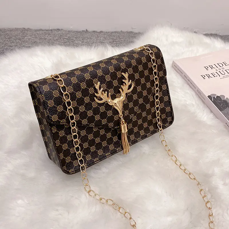 Red Golden Deer Tassel Shoulder Crossbody Bag for Women - Image 6