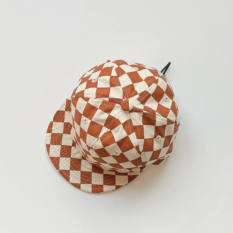 Korean Style Checkboard Sun Hat for Kids - Image 2