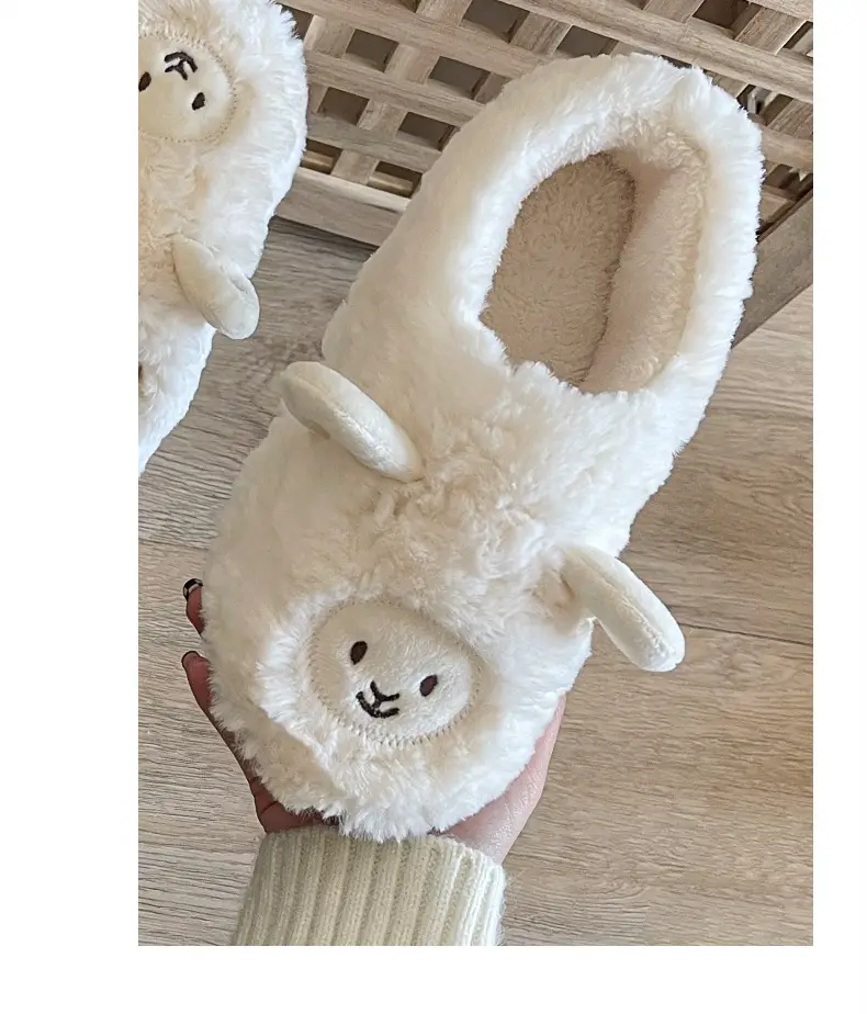 Winter Slippers with Heel, in Stock, Comfortable Home Plush Stitched Shoes for Women, Warm, Furry, Thickened for Autumn and Winter — feature 10