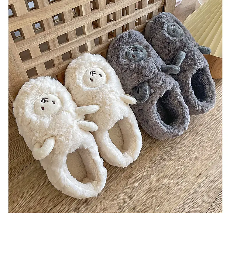 Winter Slippers with Heel, in Stock, Comfortable Home Plush Stitched Shoes for Women, Warm, Furry, Thickened for Autumn and Winter — feature 11