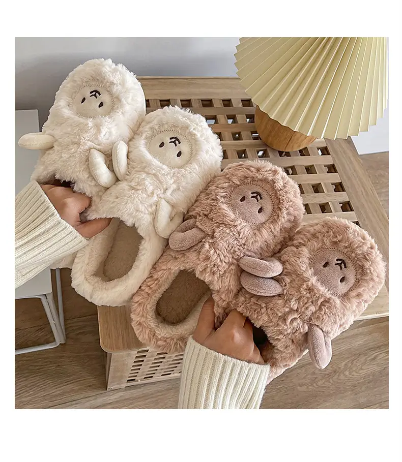Winter Slippers with Heel, in Stock, Comfortable Home Plush Stitched Shoes for Women, Warm, Furry, Thickened for Autumn and Winter — feature 5