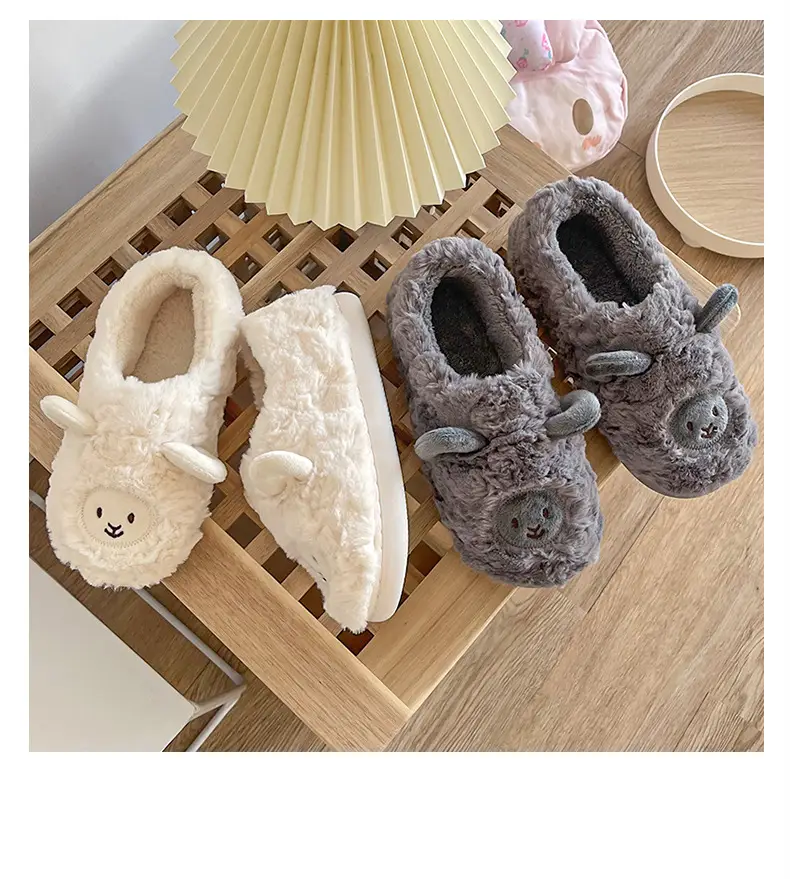 Winter Slippers with Heel, in Stock, Comfortable Home Plush Stitched Shoes for Women, Warm, Furry, Thickened for Autumn and Winter — feature 7